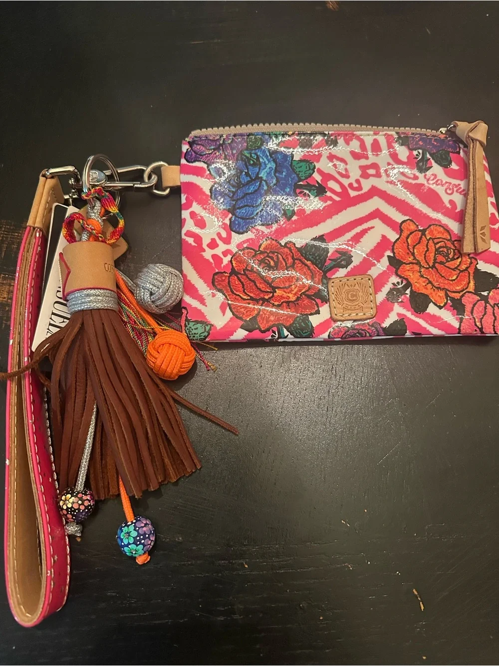 NWT Consuela midtown Colorful Floral Zip wristlet- Pink
